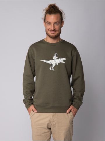 wat? Apparel Sweatshirt Astronaut on T-Rex in Khaki
