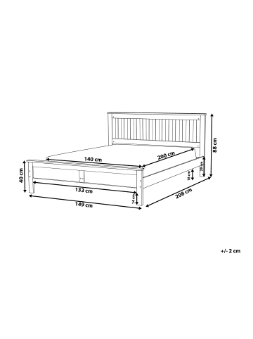 Beliani Doppelbett MAYENNE in Braun - (W) 149 x (H) 88 x (L) 208 cm