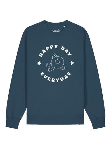 wat? Apparel Sweatshirt Happy day everyday in Petrol