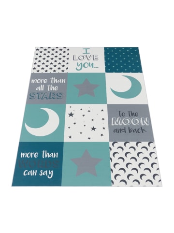 KADIMA DESIGN Kinderteppich Patchwork Kinderzimmer schmutzabweisend in Türkis