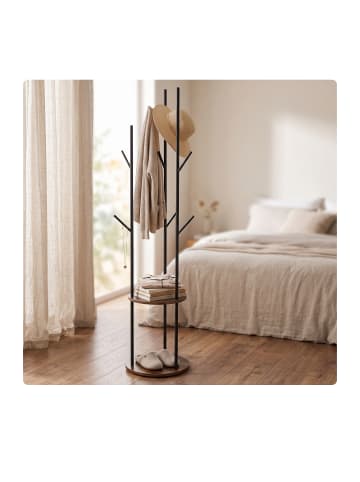 relaxdays Garderobenständer in Braun/ Schwarz - (H)175 x Ø 40 cm