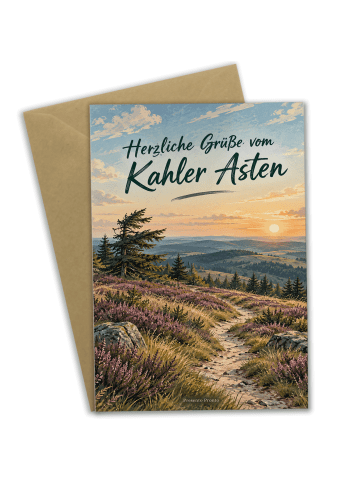 Grußkarte Landschaft regional Design mit Spruch in Weiß