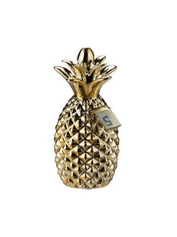 relaxdays Spardose Ananas in Gold - (H)24 x Ø 10,5 cm