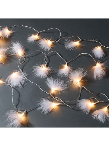 Butlers LED-Lichterkette Federn 20 Lichter mit USB-Batteriefach FEATHERS in Weiß