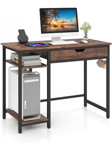 COSTWAY Computertisch industriell 100x50x76cm in Braun