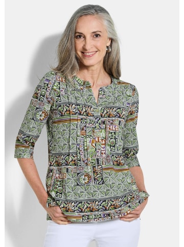 GOLDNER Blusenshirt Sommertunika mit Biesen in grün / gemustert