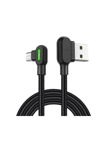 Wisam 2A USB auf Micro USB Ladekabel Winkelstecker,3m (Schwarz)