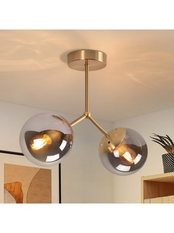 ZMH Deckenleuchte 2-flammige E27 in Gold Glas Metall