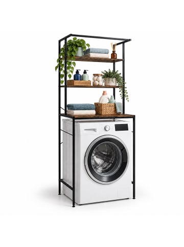 relaxdays Waschmaschinenschrank in Braun/ Schwarz - (B)66 x (H)161 x (T)40 cm