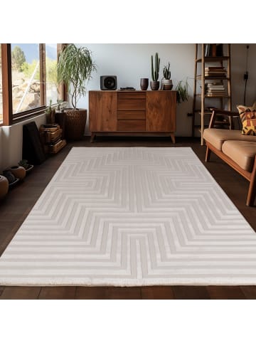 KADIMA DESIGN Teppich Kurzflor 3D-Muster Polypropylen Wohnzimmer in Beige