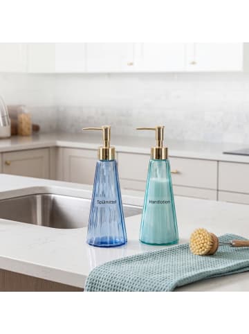 relaxdays 2 x Seifenspender in Blau/ Grün - 320 ml