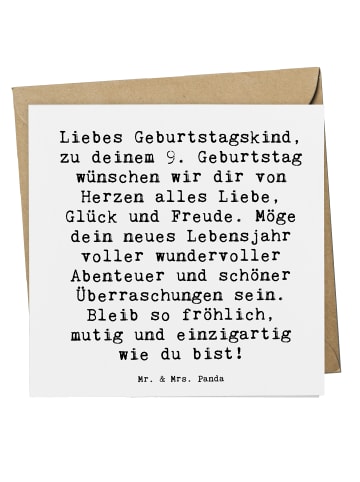 Mr. & Mrs. Panda Glückwunschkarte Spruch 9. Geburtstag Glück mit... in Weiß