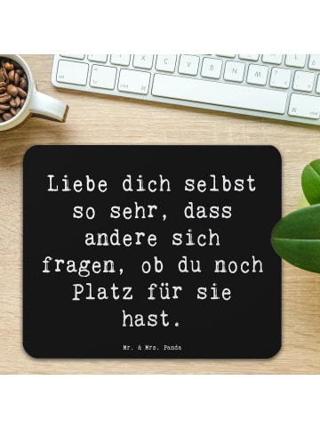 Mr. & Mrs. Panda Maus-Pad Spruch Selbstakzeptanz Liebe mit Spruch in Schwarz