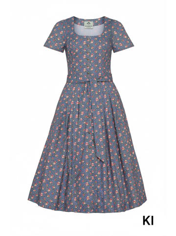 Berwin Sommerkleid aus Rosendruck mit Faltenrock & Gürtel