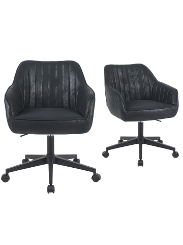 DUBI Möbel 2er-Set: Bürostuhl Mika-Elio in Schwarz - (B)60 x (H)80 x  (T)61 cm