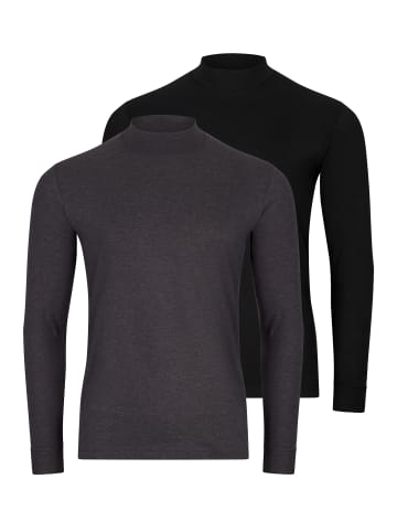 Ragman Langarmshirt Basic in Schwarz / dunkelgrau