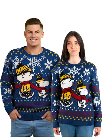 Snoopy The Peanuts Snoopy Winterpullover Winter Strick Pullover Ugly Sweater in blau