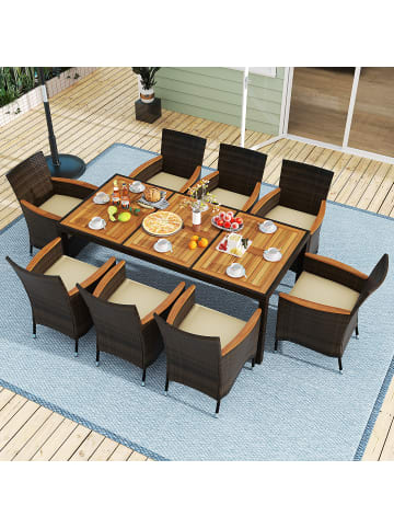 COSTWAY Polyrattan Sitzgruppe 9 tlg. Set in Braun