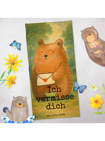 Mr. & Mrs. Panda Strandtuch Bär Vermissen Design mit Spruch in Weiß