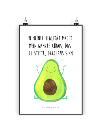 Mr. & Mrs. Panda Poster Avocado Glücklich mit Spruch in Weiß