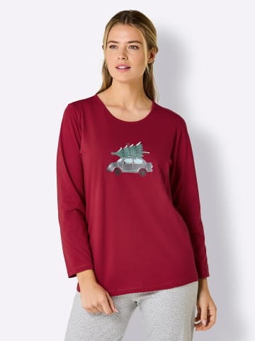 Comtessa Schlafanzugshirt in rot-anthrazit