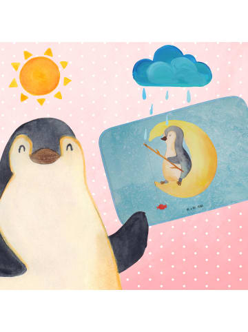 Mr. & Mrs. Panda Badematte Pinguin Mond ohne Spruch in Eisblau