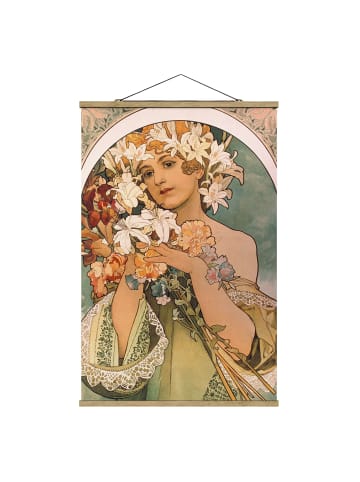 WALLART Stoffbild mit Posterleisten - Alfons Mucha - Blume in Pastell