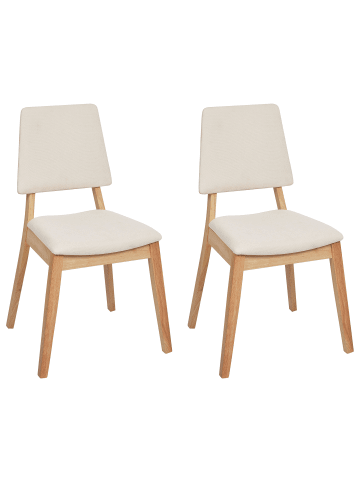 Beliani 2er-Set Esszimmerstuhl MERRILL in Heller Holzfarbton/Beige