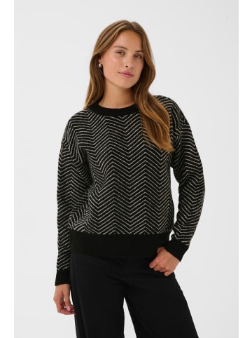 Kaffe Strickpullover KAbitzy Loose fit in Black/FeatherGrey Mel.zig zag