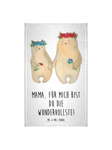 Mr. & Mrs. Panda Gästetuch Bären mit Blumenkranz mit Spruch in Weiß
