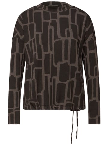 Street One Print Shirt mit Tunnelzug in Braun