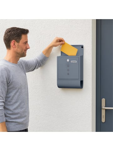 relaxdays Briefkasten mit Zeitungsfach in Anthrazit