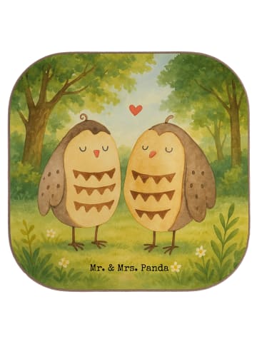 Mr. & Mrs. Panda Tassenuntersetzer Eulen Liebe Design ohne Spruch in Weiß