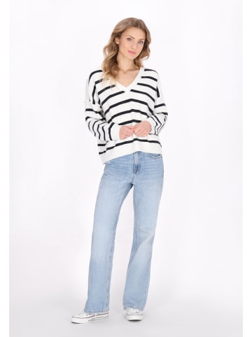 DreiMaster Women Pullover in offwhite navy stripe