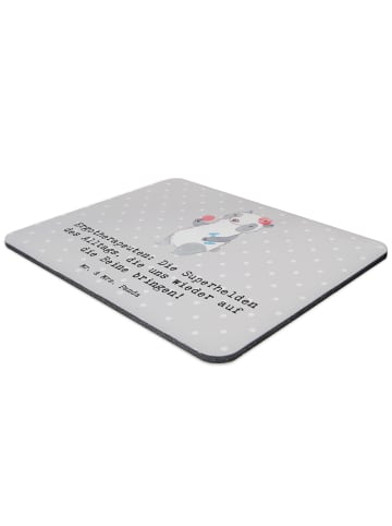 Mr. & Mrs. Panda Mousepad Ergotherapeutin Superhelden mit Spruch in Grau Pastell