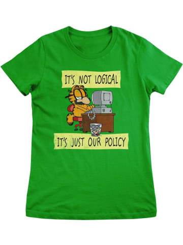 Garfield Shirt "It's Not Logical It's Just Our Policy Girly Tee" in Grün