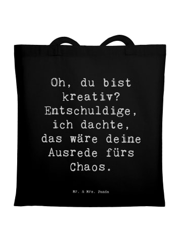 Mr. & Mrs. Panda Baumwollbeutel Spruch Kreatives Chaos mit Spruch in Schwarz