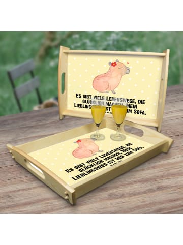 Mr. & Mrs. Panda Tablett Capybara Blume mit Spruch in Gelb Pastell