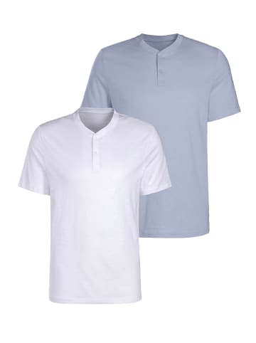 H.I.S Henleyshirt in hellblau / weiß