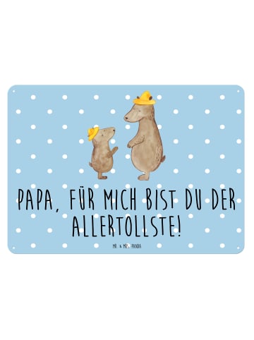 Mr. & Mrs. Panda Blechtafel Bären mit Hut mit Spruch in Blau Pastell