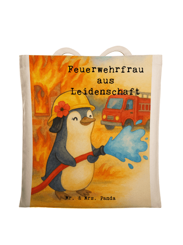 Mr. & Mrs. Panda Shopping Tasche Feuerwehrfrau Leidenschaft Desi... in Weiß