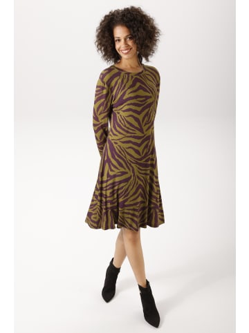Aniston CASUAL A-Linien-Kleid in moosgrün-lila