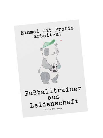 Mr. & Mrs. Panda Grußkarte Fußballtrainer Leidenschaft mit Spruch in Weiß