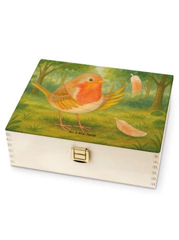 Mr. & Mrs. Panda Teebox Rotkehlchen Federn Design ohne Spruch in Weiß