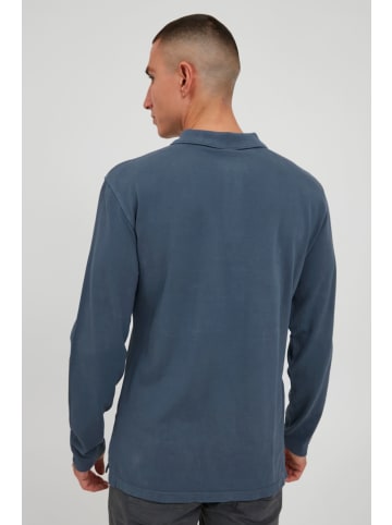 BLEND Langarm-Poloshirt in blau