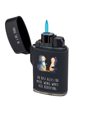 Mr. & Mrs. Panda sturmfeuerzeug Pinguin Pärchen mit Spruch in Schwarz