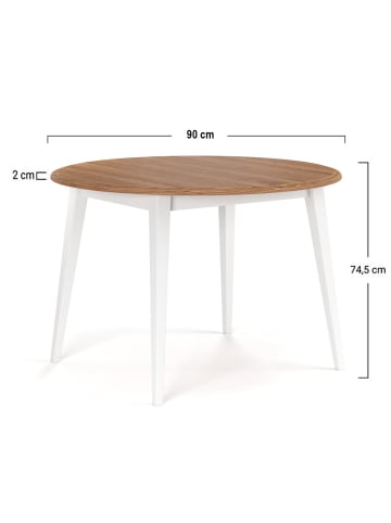 Feldmann-Wohnen Esszimmer-Set Belluno Elegante 5-tlg. Kiefer Weiß/Nussbaum geb. 90/90/74,5cm