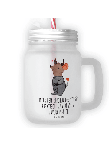 Mr. & Mrs. Panda Mason Jar Stier Astrologie mit Spruch in Transparent
