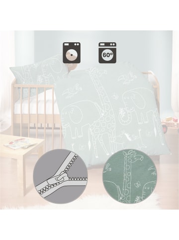 Biberna Melange-Flanell Kinder-Bettwäsche in fichte