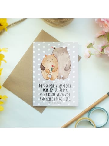 Mr. & Mrs. Panda Klappkarte Bären Liebe mit Spruch in Grau Pastell